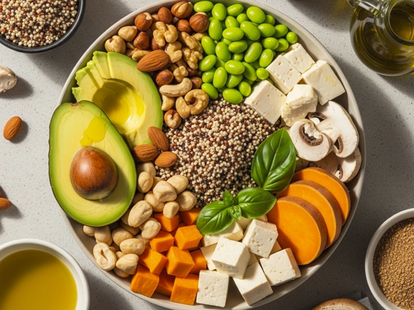 素食食材,素食料理,素蠔油,鹽麴,藜麥,毛豆,堅果,酪梨,豆腐,地瓜,菇類,橄欖油