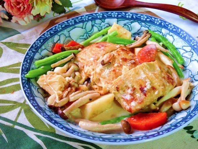 素食料理,豆皮,鹽麴,純素,純素料理,四季豆,紅蘿蔔,燉菜